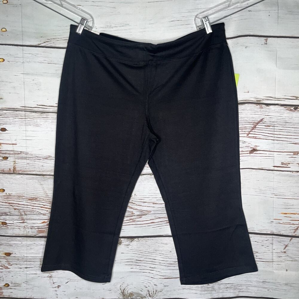 Gap Body NWT Size XXL Black Mid Rise Flex Cotton Stretch Bootcut Capri Pants